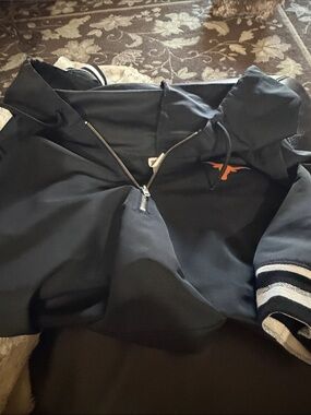 PINK Victoria's Secret Black Half-Zip Hoodie with Orange Logo